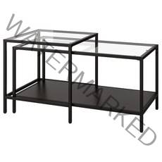 IKEA 이케아 VITTSJO 네스팅테이블2종 90x50 cm 티테이블, 블랙브라운/유리