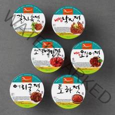 강경신안 반찬을부탁해 어르신용 비빔오징어젓 100g + 비빔낙지젓 100g + 어리굴젓 100g + 토하젓 100g + 갈치속젓 100g + 소절명란젓 100g 세트 (냉장), 1세트