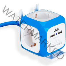 러그박스 에어큐브 디자인 2포트 USB 납작플러그 멀티탭 블루 4구 LUK-KSG-04U-1.5, 3m, 1개