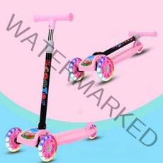 환경보호재료만들기 /발광 유아 킥 보드 접이식 스핀형높이조절 킥보드, 핑크