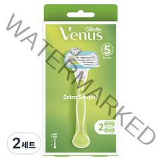 질레트 비너스 엑스트라스무스 여성용 면도기 핸들 + 날 2p, 1세트, 2개