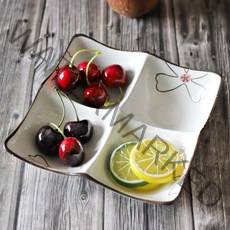 해피타임 4절 나눔접시 사각접시 반찬그릇 도자기접시, 해피타임4절접시, 1개